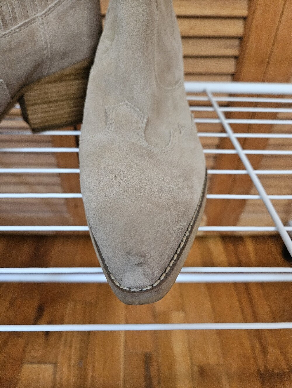 Sam Edelman Tan Suede Ankle Cowboy Boots - Picture 4 of 6